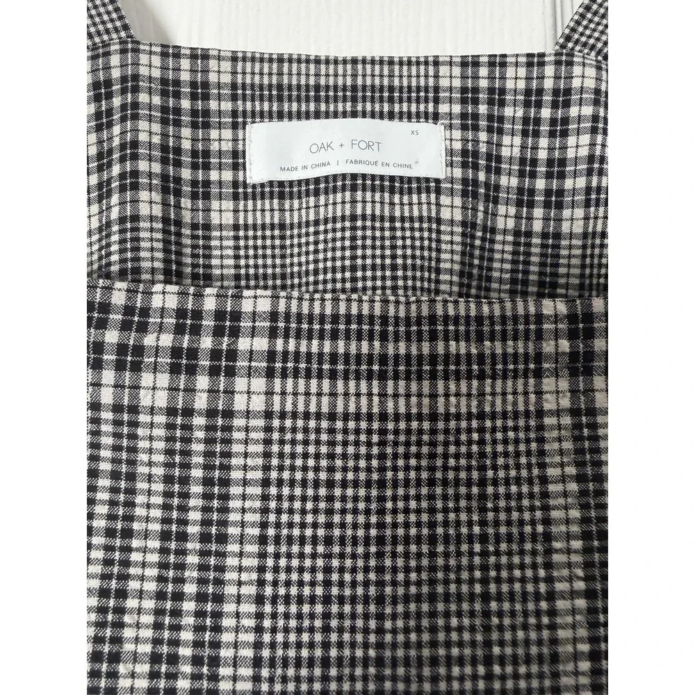 Oak + Fort Glen Plaid Wide Leg Cropped Jumpsuit XS Square Neck Minimalist